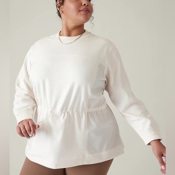 Athleta Triumph Hybird Crewneck Sweatshirt Pullover Drawstring Size XL Solid - Picture 1 of 11